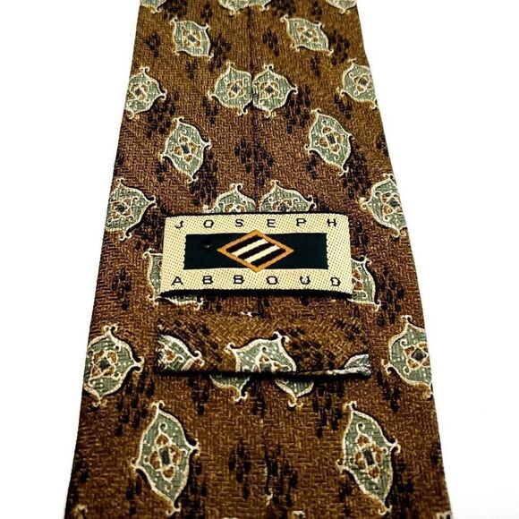 Joseph Abboud Silk Tie Textured Brown Geometric‎ - Picture 4 of 6